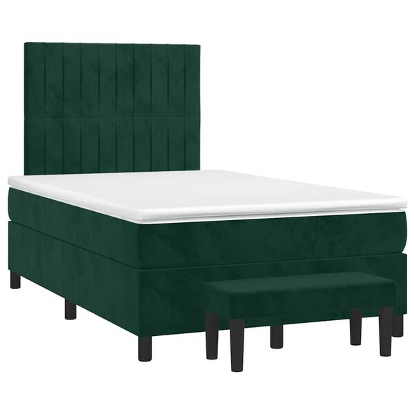 vidaXL Boxspringbett mit Matratze Dunkelgr&uuml;n 120x200 cm Samt