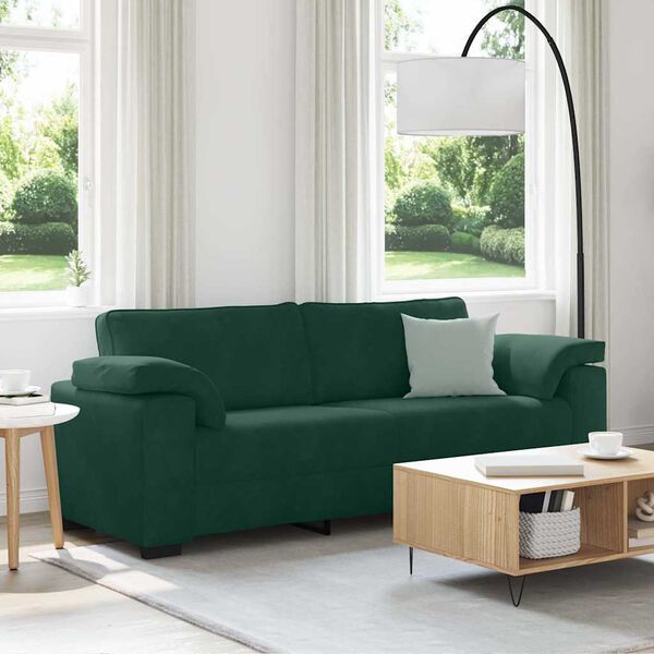 vidaXL 3-Sitzer-Sofa Dunkelgr&uuml;n 220x77x82 cm Samt