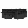 vidaXL Garten-Sofa-Set mit Kissen 7 pcs Schwarz Poly Rattan