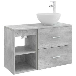 vidaXL Badezimmerm&ouml;bel-Set 2 pcs Betongrau Holzwerkstoff