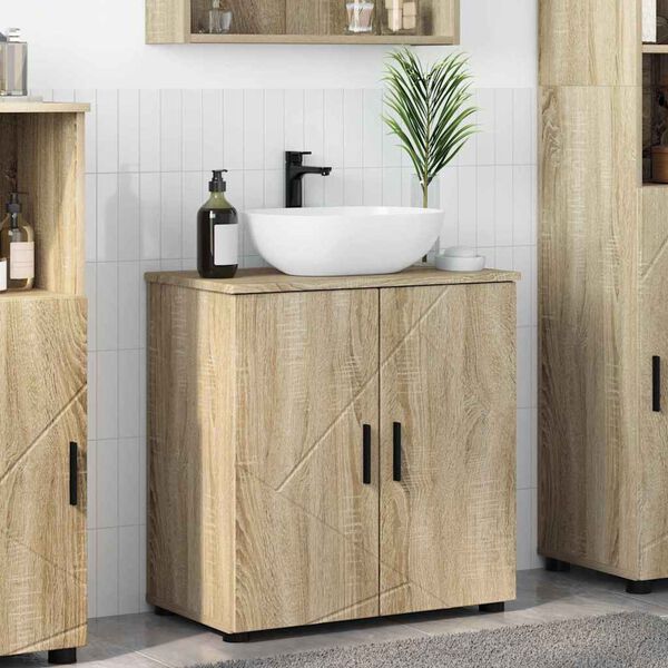 vidaXL Badezimmerschrank mit Speicher Sonoma-Eiche 61 x 35 x 64 cm