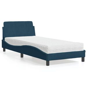 vidaXL Bett mit Matratze "Dover" Blau 80x200 cm Samt