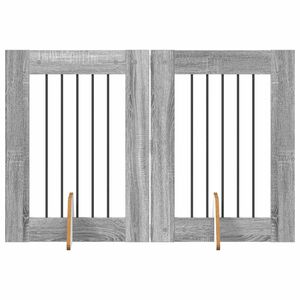 vidaXL Hundetor mit St&auml;ndern 2 pcs Graues Sonoma 60 x 80 cm