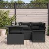 vidaXL Garten-Sofa-Set mit Kissen 5 pcs Schwarz Poly Rattan