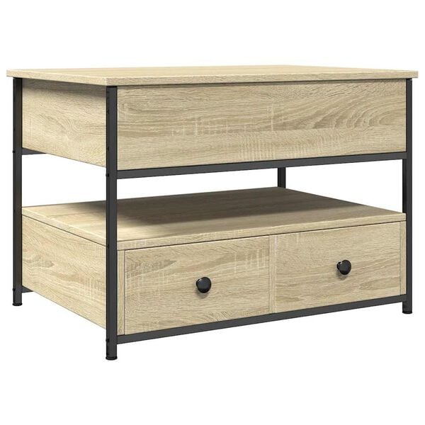 vidaXL Couchtisch Sonoma-Eiche 70x50x50 cm Holzwerkstoff und Metall
