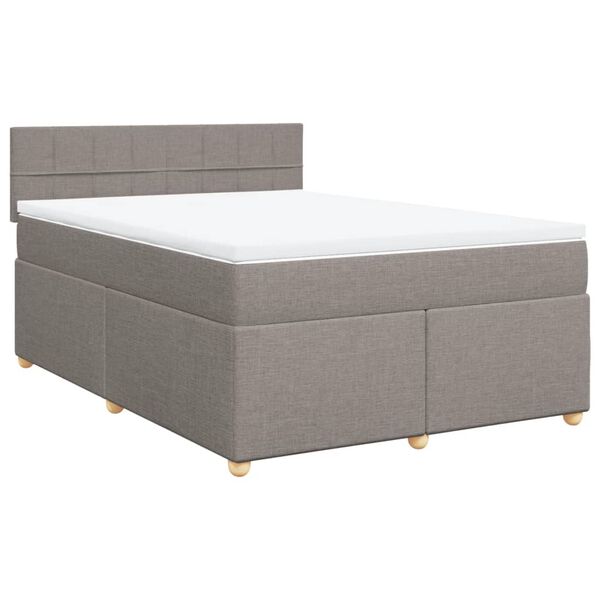 vidaXL Boxspringbett mit Matratze Taupe 160x200 cm Stoff