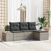 vidaXL Sofa Set mit Kissen 4 pcs Hellgrau Poly Rattan