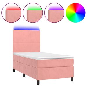 vidaXL Boxspringbett mit Matratze & LED Rosa 80x200 cm Samt
