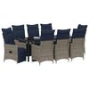 vidaXL Tisch- und Stuhlset mit Kissen 9 pcs Grau PE-Rattan