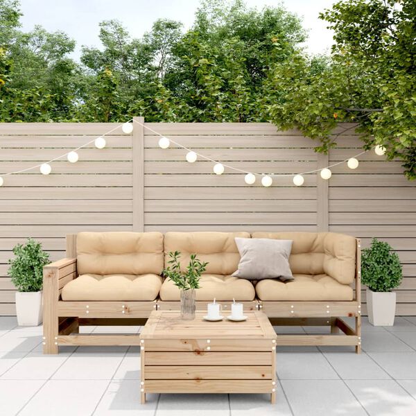 vidaXL 4-tlg. Garten-Lounge-Set mit Kissen Massivholz Kiefer