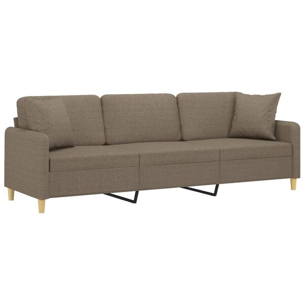 vidaXL 3-Sitzer-Sofa mit Kissen Taupe 210 cm Stoff