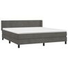 vidaXL Boxspringbett mit Matratze Dunkelgrau 180x200 cm Samt