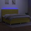 vidaXL Boxspringbett mit Matratze & LED Gr&uuml;n 200x200 cm Stoff