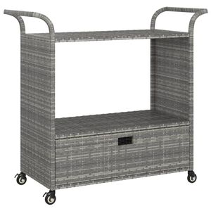 vidaXL Barwagen mit Schublade Grau 100x45x97 cm Poly Rattan