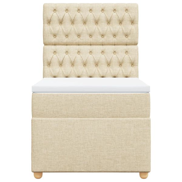 vidaXL Boxspringbett mit Matratze Creme 100x200 cm Stoff