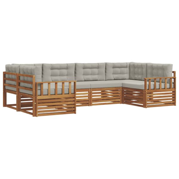 vidaXL Sofagarnituren 6 pcs Nat&uuml;rlich und Hellgrau Massivholz Akazie