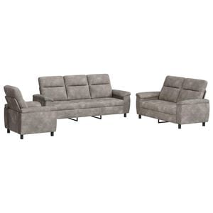 vidaXL Sofa-Set 3 pcs Hellgrau Kunstwildleder