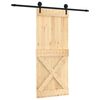 vidaXL Schiebet&uuml;r Nat&uuml;rlich und Schwarz 85 x 210 cm Massivkiefer