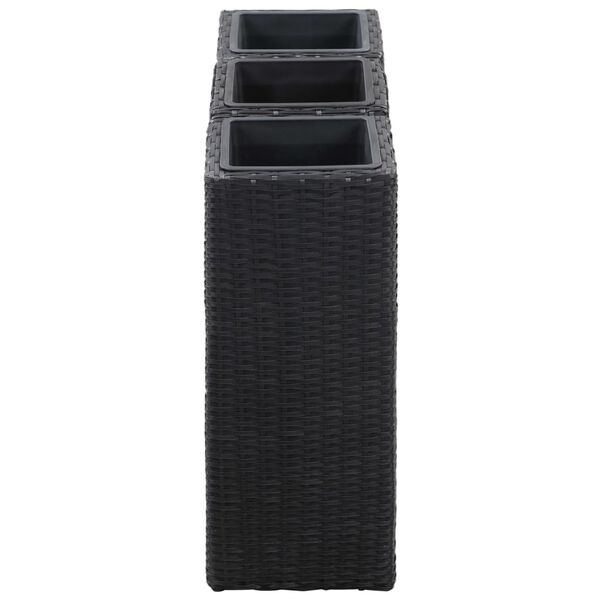 vidaXL Garten-Hochbeete 3-tlg. Poly Rattan Schwarz