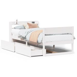 vidaXL Massivholzbett ohne Matratze Wei&szlig; 75x190 cm Kiefernholz