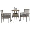 vidaXL Garten Essgruppe 3 pcs Grau Poly-Rattan