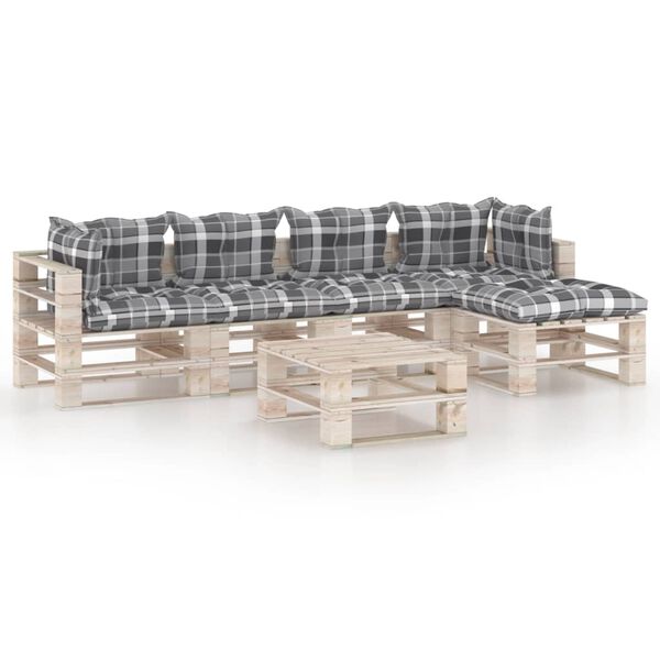 vidaXL 6-tlg. Garten-Lounge-Set aus Paletten mit Kissen Kiefernholz
