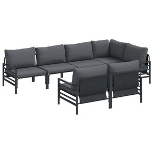 vidaXL Gartensofa-set mit Kissen 7 pcs Schwarz Stahl