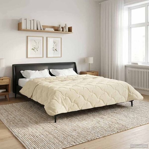 vidaXL Winterbettdecke Creme 220 x 240 cm Mikrofaser und Teddy-Fleece