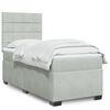 vidaXL Boxspringbett mit Matratze Hellgrau 90x190 cm Samt