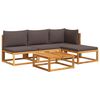 vidaXL 5-tlg. Gartensofa-Set mit Kissen Holz Akazie & Rattan