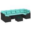 vidaXL Sofa Set mit Kissen 8 pcs Schwarz und T&uuml;rkis Poly-Rattan