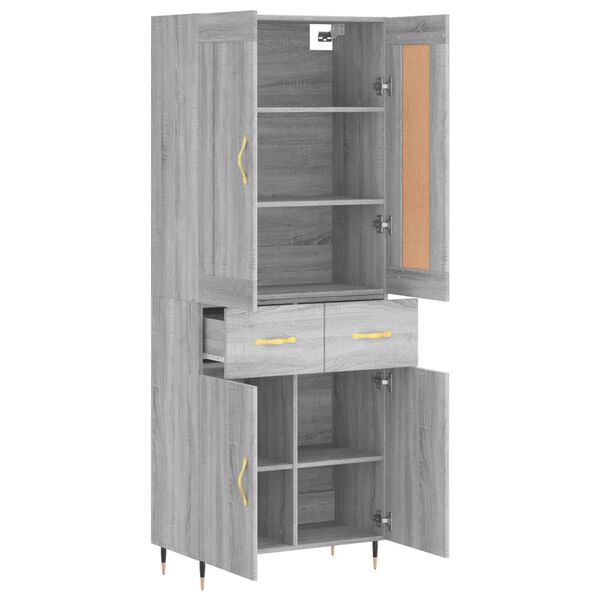 vidaXL Highboard Grau Sonoma 69,5x34x180 cm Holzwerkstoff