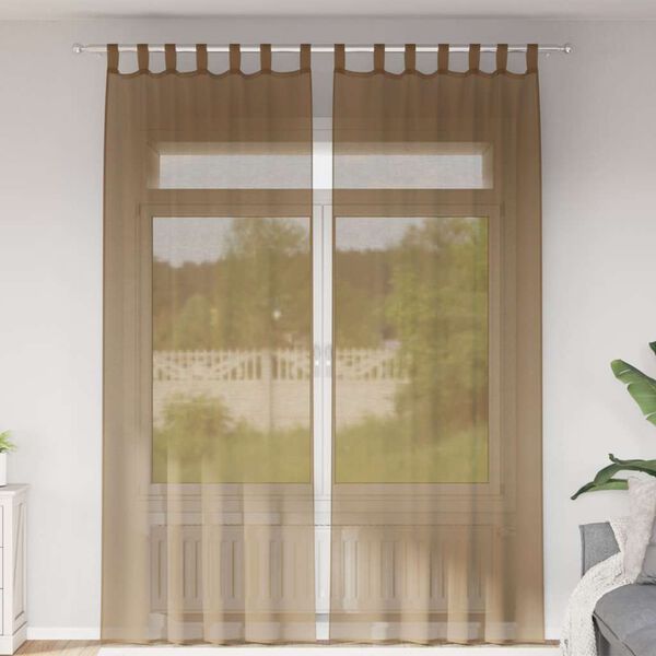 vidaXL Voile Vorhänge mit Schlaufen 2 Stk. Hellbraun 140x260 cm