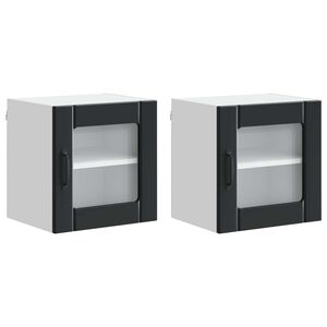 vidaXL Wandglas-Schrank LUCCA 2 pcs Schwarz 40 x 31 x 40 cm