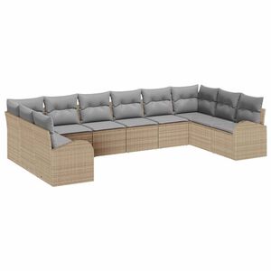 vidaXL Gartensofa-set mit Kissen 10 pcs Beige und Hellgrau Poly-Rattan