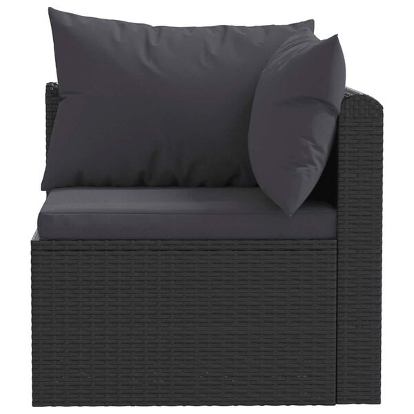 vidaXL 5-tlg. Garten-Lounge-Set mit Auflagen Poly Rattan Schwarz