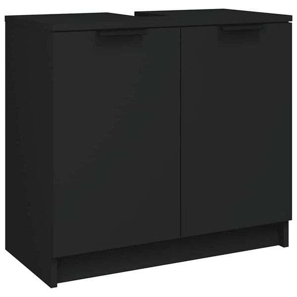 vidaXL Badezimmerschrank Schwarz 64,5x33,5x59 cm Holzwerkstoff