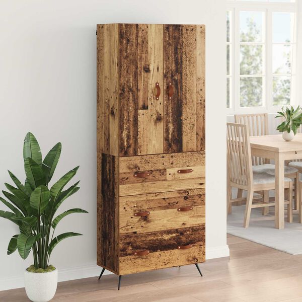 vidaXL Highboard Wandmontiert Altholz 69,5 x 34 x 180 cm Holzwerkstoff