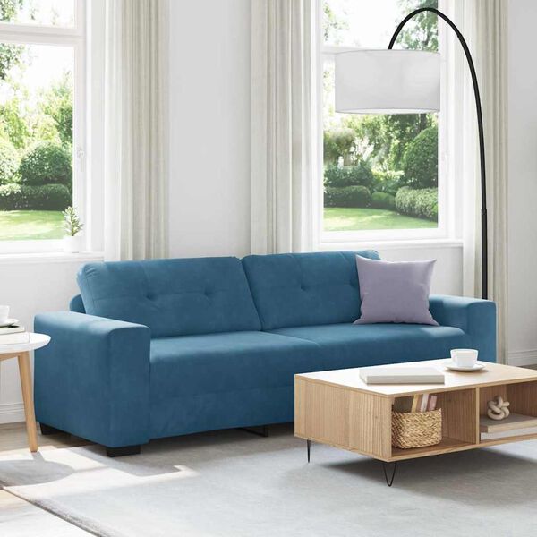 vidaXL | Blauer Samtsofa | mit Kissen Blau Samt