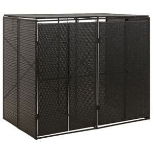 vidaXL M&uuml;lltonnenbox f&uuml;r 2 Tonnen Schwarz 140x80x117 cm Poly Rattan