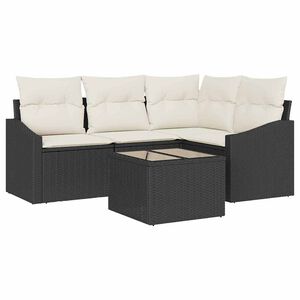 vidaXL Sofa Set mit Kissen 5 pcs Schwarz Poly-Rattan