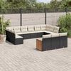 vidaXL 13-tlg. Garten-Sofagarnitur mit Kissen Schwarz Poly Rattan
