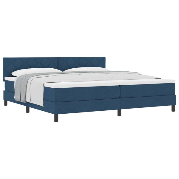 vidaXL Boxspringbett mit Matratze mit Kopfteil Blau 200 x 200 cm Stoff