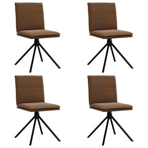 vidaXL Esszimmerst&uuml;hle 4 Stk. Braun Kunstleder in Wildleder-Optik