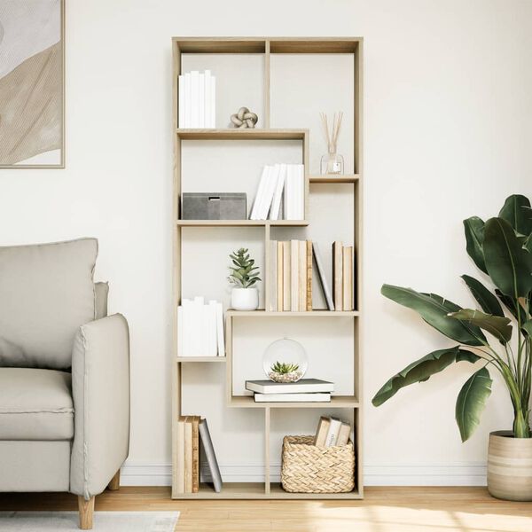 vidaXL Raumteiler-Bücherregal Sonoma-Eiche 67x25x161,5cm Holzwerkstoff