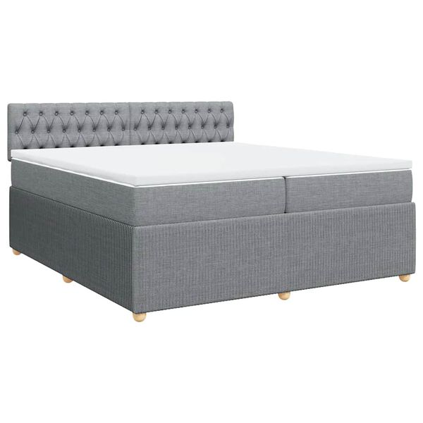 vidaXL Boxspringbett mit Matratze Hellgrau 200x200 cm Stoff