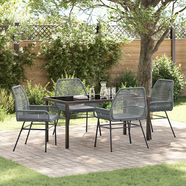 vidaXL Garten Essgruppe mit Kissen 5 pcs Grau Poly-Rattan