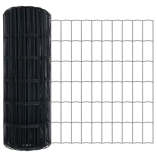 vidaXL Eurozaun Grau 0,6 x 10 m PVC-beschichtetes Eisen