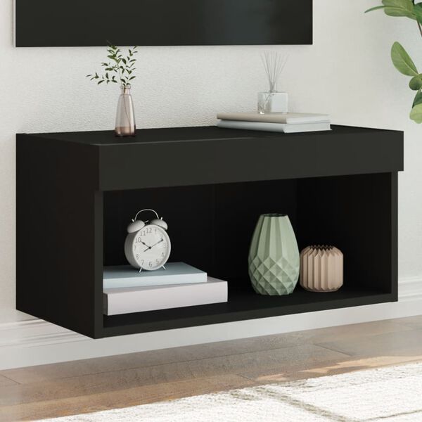 vidaXL TV-Schrank mit LED-Leuchten Schwarz 60x30x30 cm