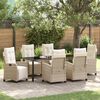 vidaXL Garten Essgruppe mit Kissen 7 pcs Beige Poly-Rattan